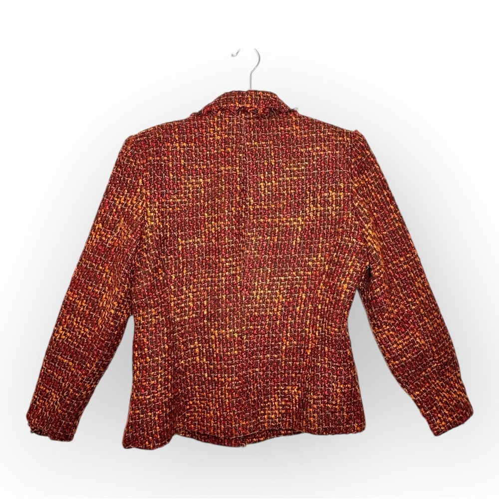 Y2K Briggs Orange Pink Tweed Classic Heritage Preppy Blazer Jacket Size 14 - Picture 3 of 8